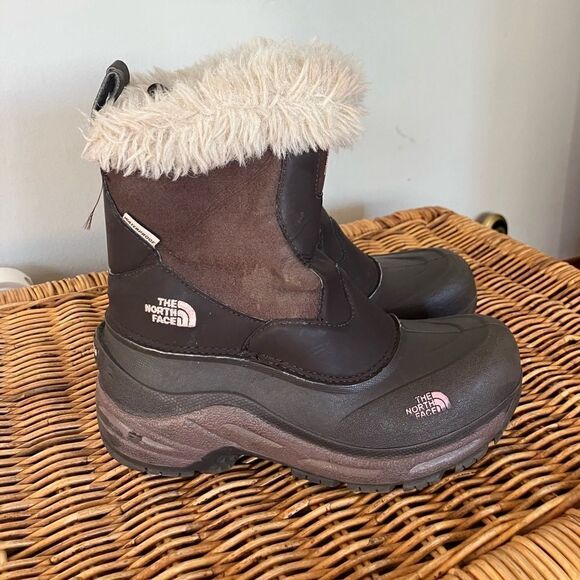 The North Face Greenland Zip Waterproof Winter Boot Brownie Brown Girls Size 3 - Picture 3 of 7